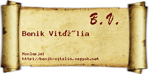 Benik Vitália névjegykártya